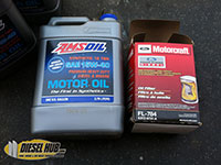 Amsoil motor oil and Motorcraft oil filter