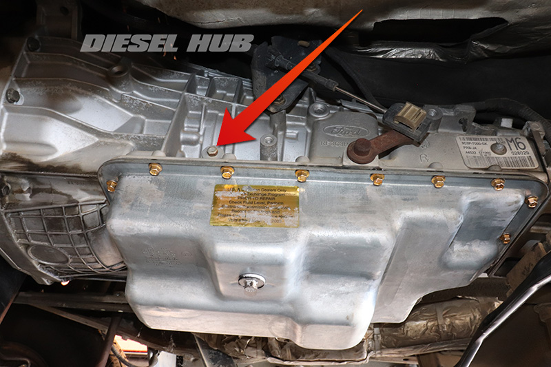 Transmission line pressure test port location on 5R110W TorqShift transmission