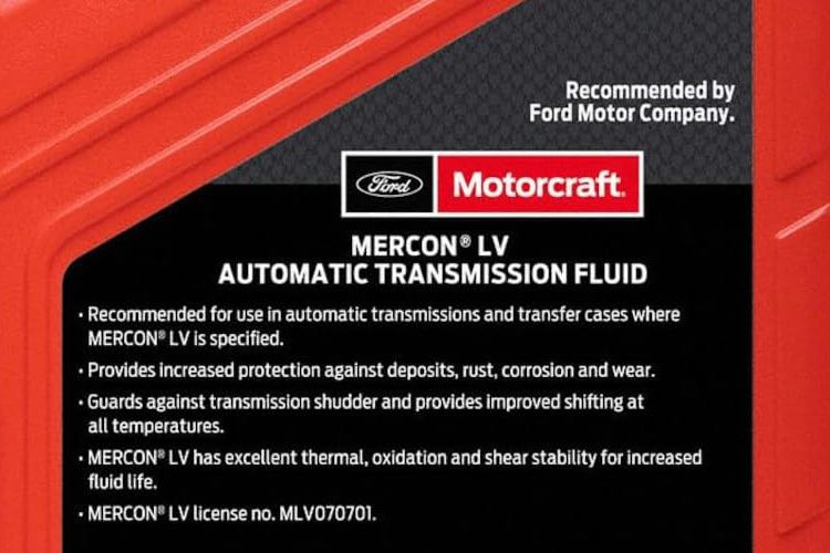 MERCON LV transmission fluid label