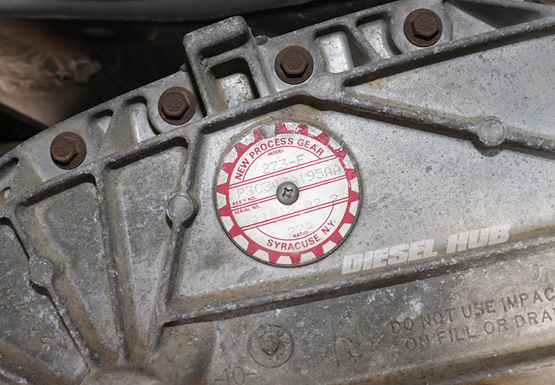 Transfer case ID tag affixed to an NV-273 transfer case