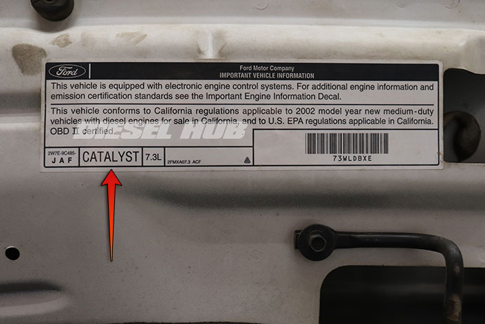 7.3 Power Stroke catalyst (DOC) and emissions id tag