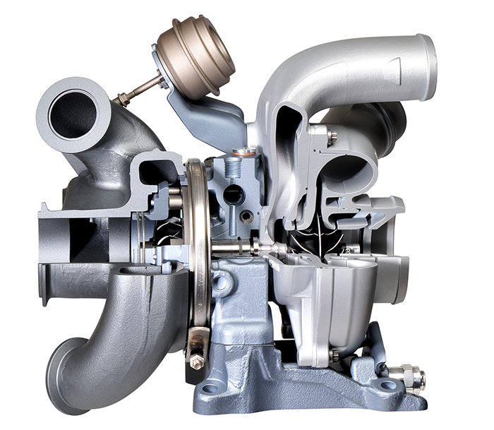 DualBoost SST turbocharger cutaway view