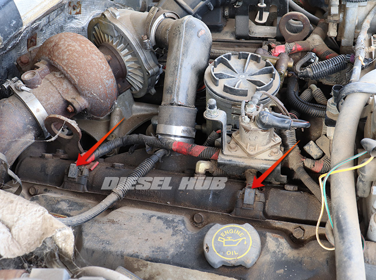 UVCH connector locations on early 7.3 liter Power Stroke engine