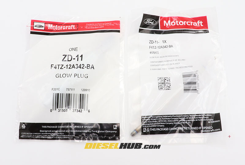 comparison of packaging between fake and real Motorcraft glow plugs
