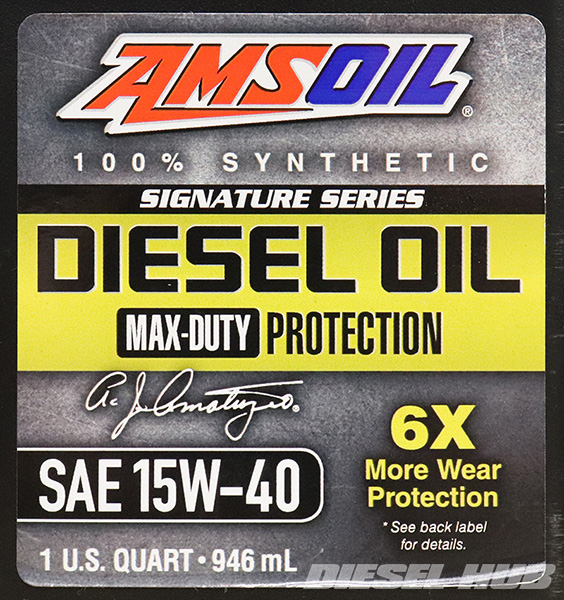 SAE 15W-40 diesel motor oil label