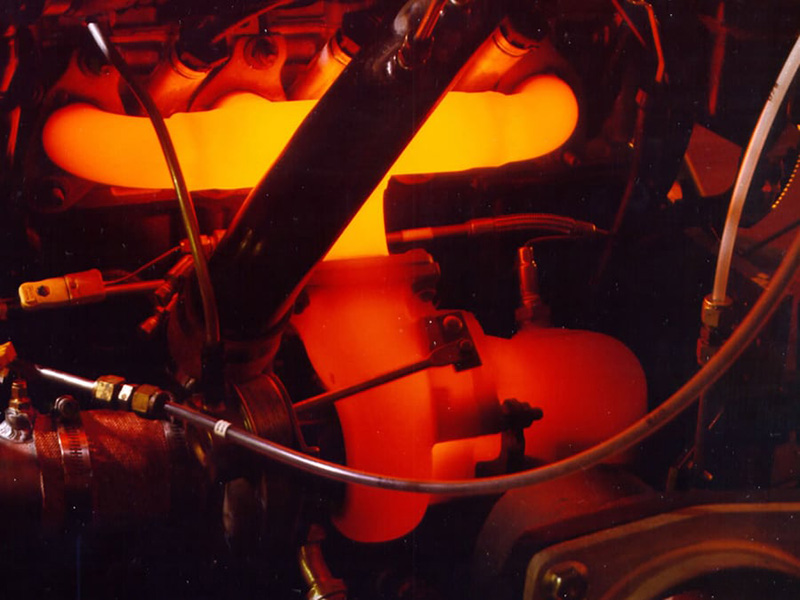 very hot turbocharger glowing red