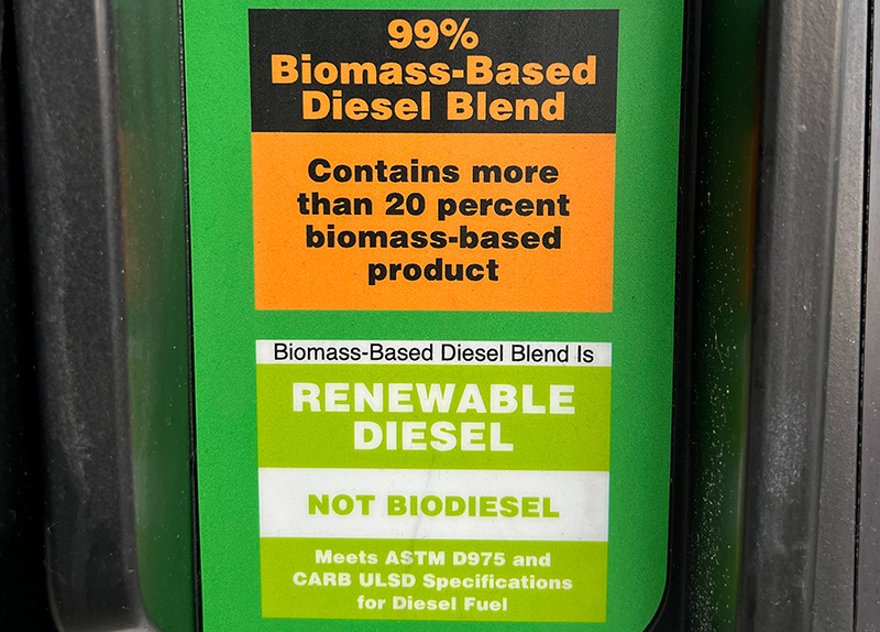Renewable diesel label