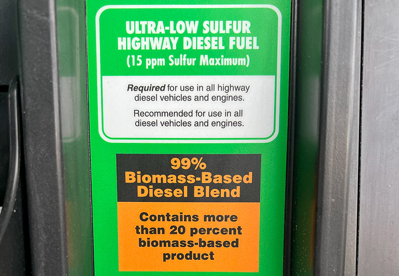 ultra low sulfur diesel sticker at fuel pump