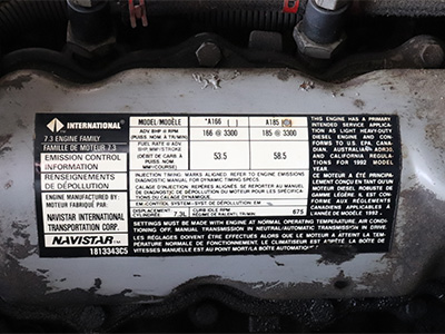 7.3 IDI emissions sticker