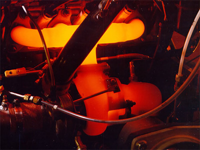 red hot turbocharger and exhaust manifold