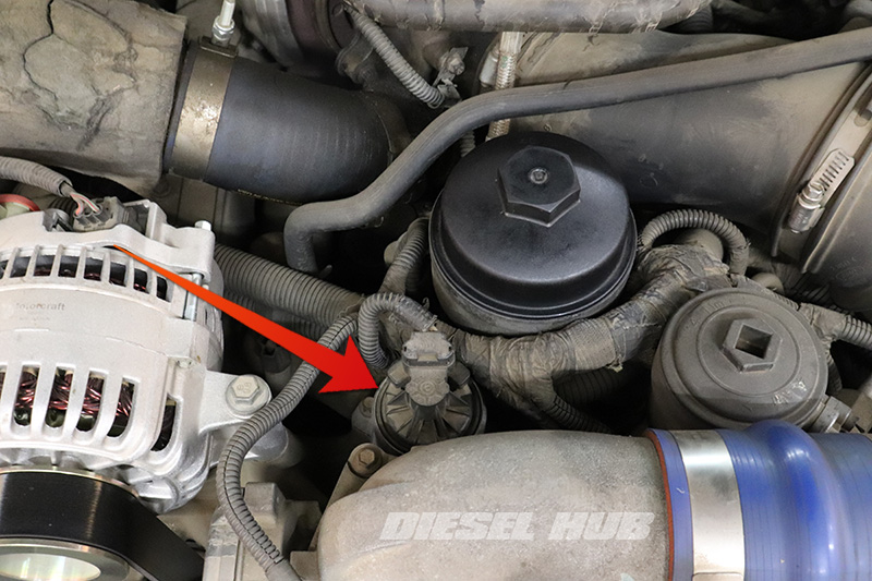 EGR valve location on a 6.0 liter Power Stroke engine