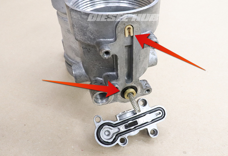 pressure regulator housing with cover removed