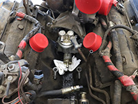 Fuel filter housing (fuel bowl) removed from engine