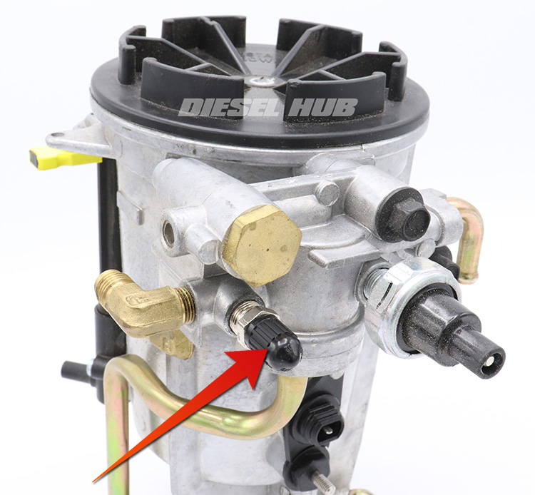 fuel pressure test fitting on a 1994 to 1997 Power Stroke engine