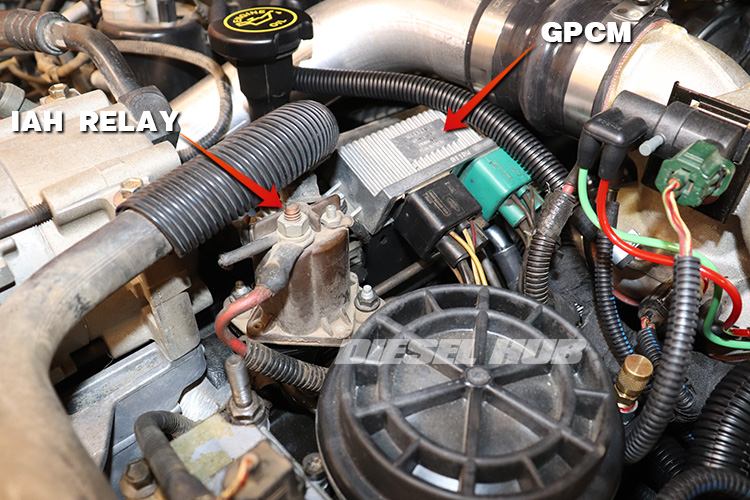 Glow plug control module (GPCM) location on a 7.3 liter Power Stroke engine