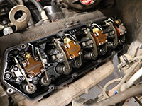 driver side cylinder head with the valve cover removed