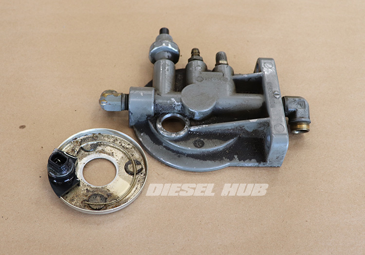 Fuel heater removed from filter base