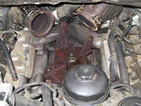 Turbocharger removed from engine