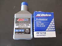 oil filter and Amsoil diesel oil