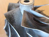 HY35 compressor wheel with worn blades/fins